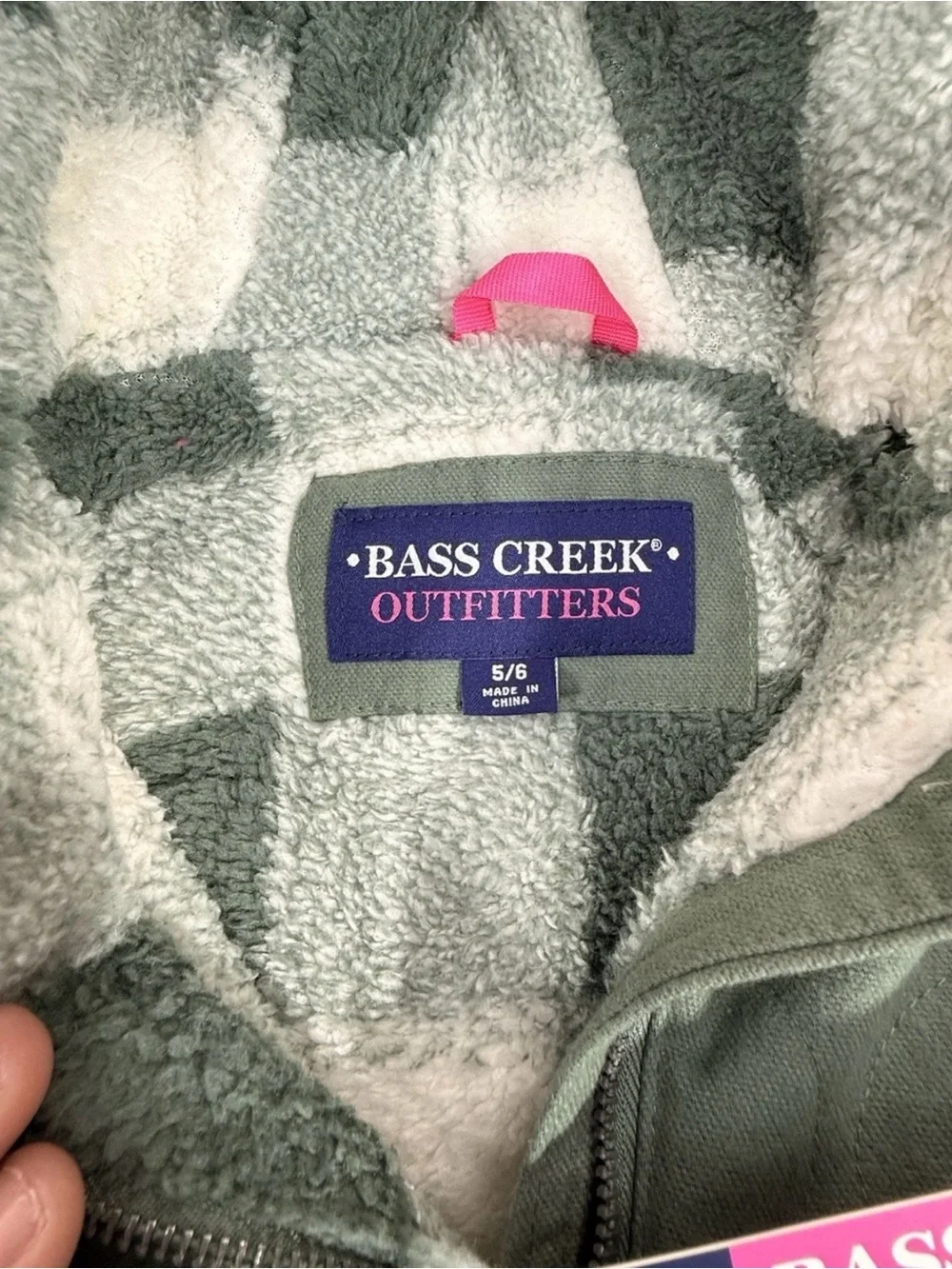 Bass Creek Outfitters Girls 5/6 Green Sherpa Lined Hooded Jacket NWT Snow Ski